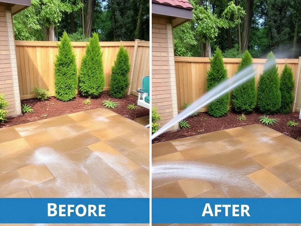 Patio restored with pressure jet washing